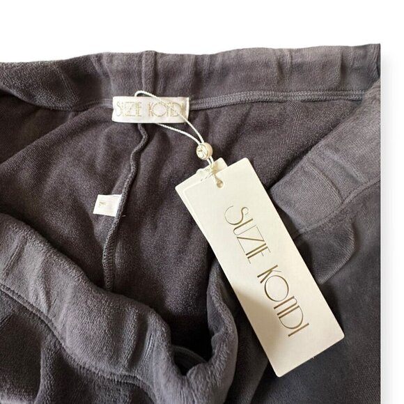 Suzie Kondi The Tinos Slim Track Pants in Velour, Steel, Size  L, New with Tag - Picture 11 of 14